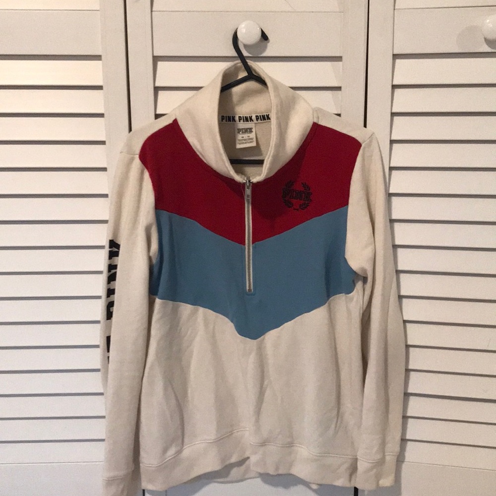 PINK QUARTER-ZIP SWEATSHIRT WOMENS XS